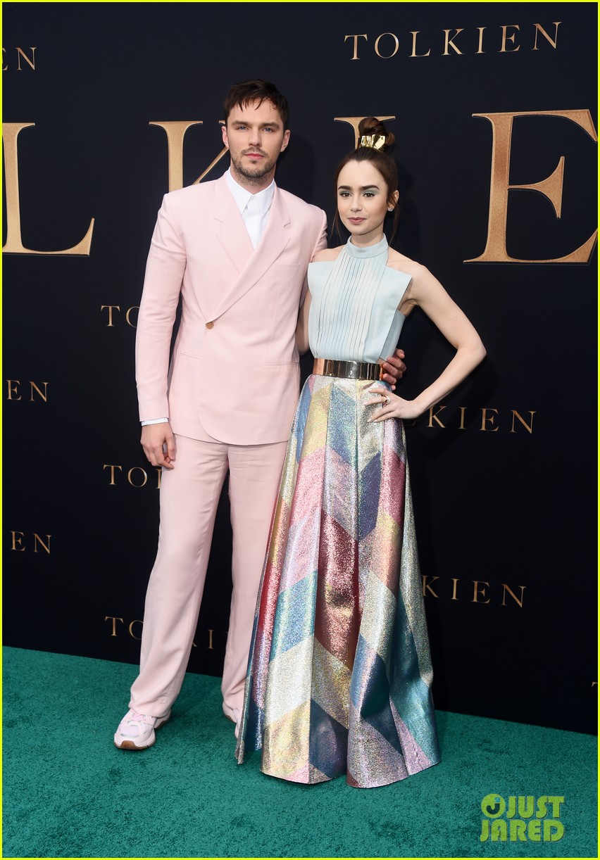 lily collins nicholas hoult look so stylish tolkien premiere 06