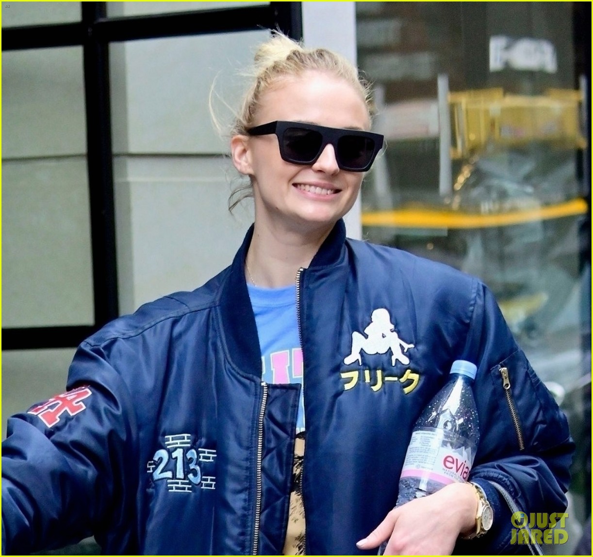 sophie turner does a kick while out with joe jonas in nyc 04