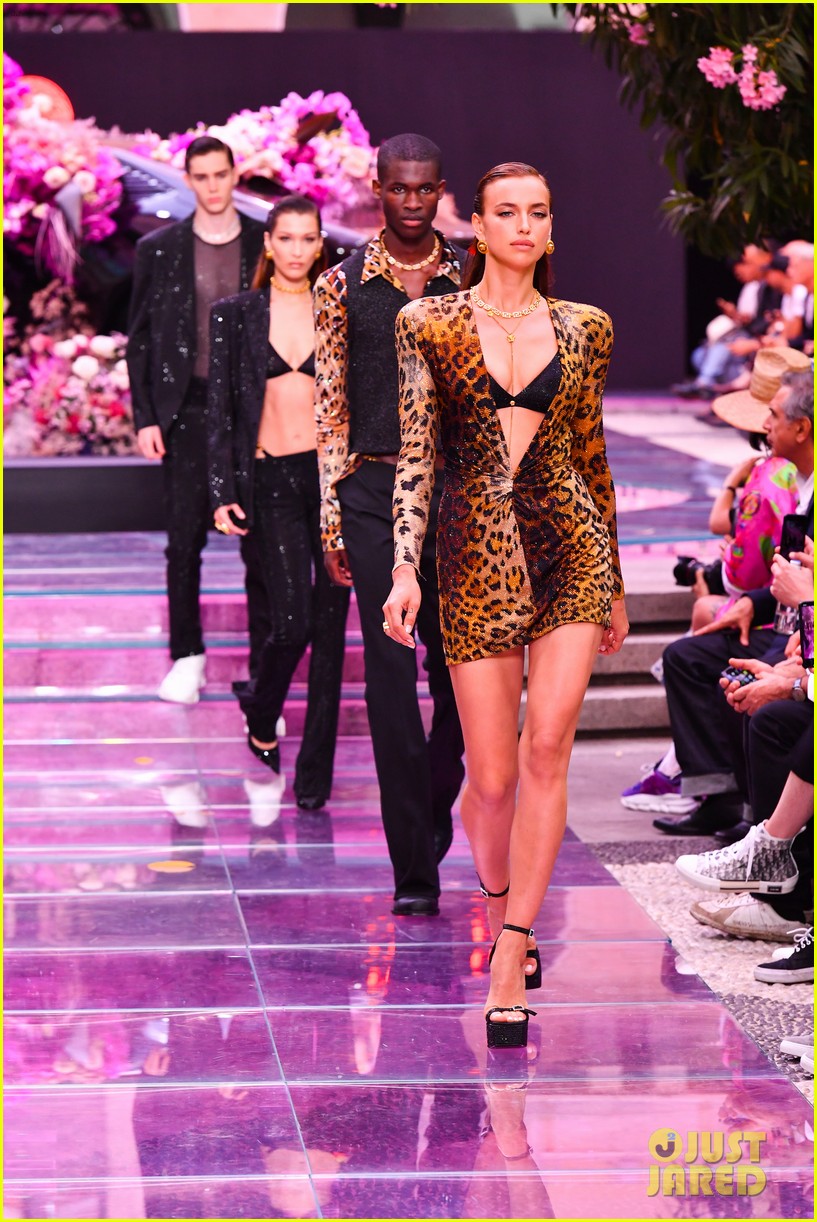 Irina Shayk walks the runway at the Versace fashion show during