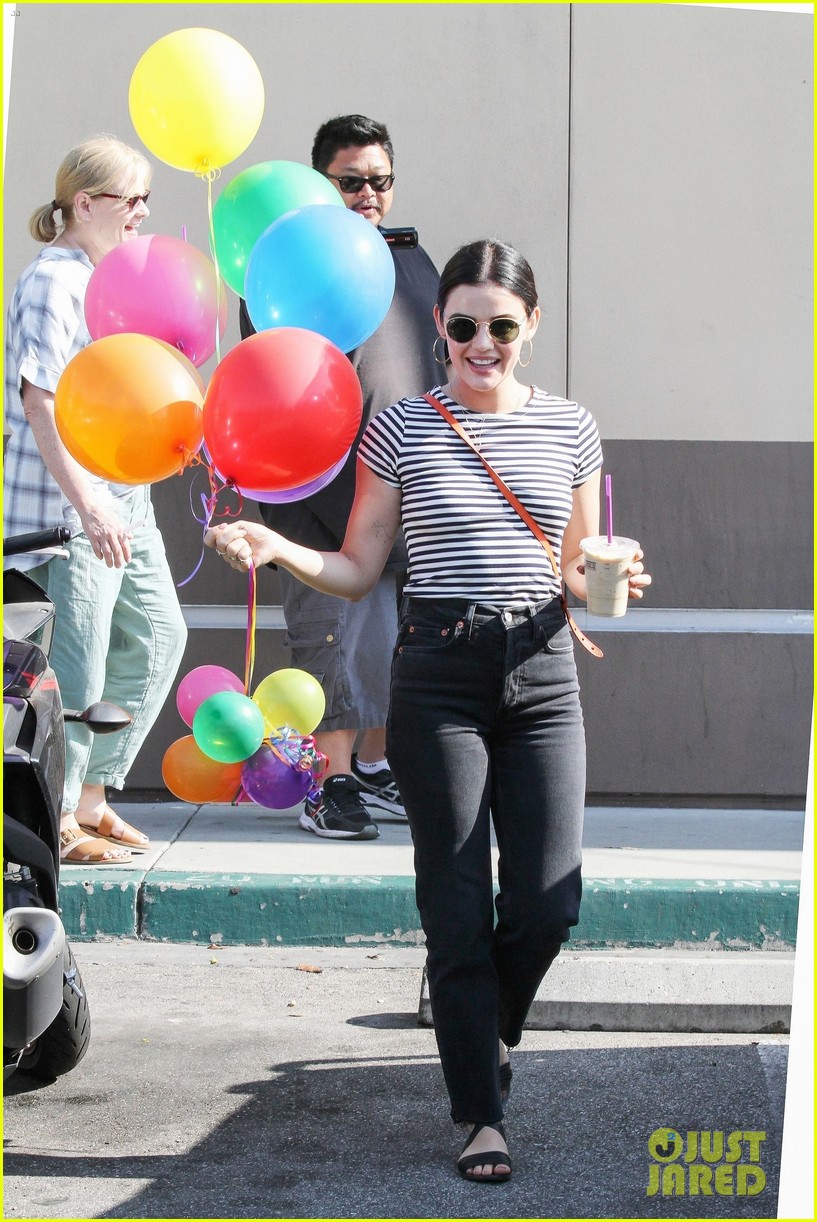 lucy hale gets birthday surprise paparazzi 01