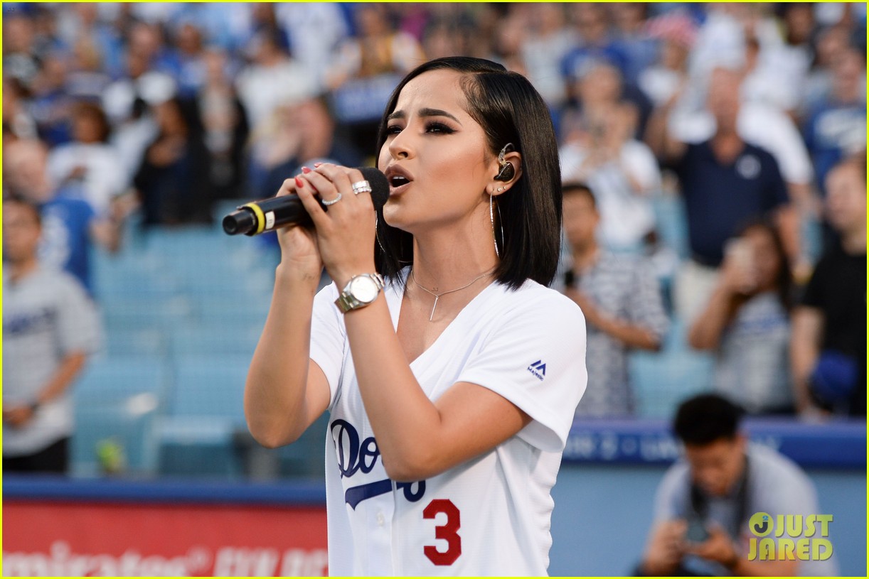 becky g sings national anthem at dodgers game 06