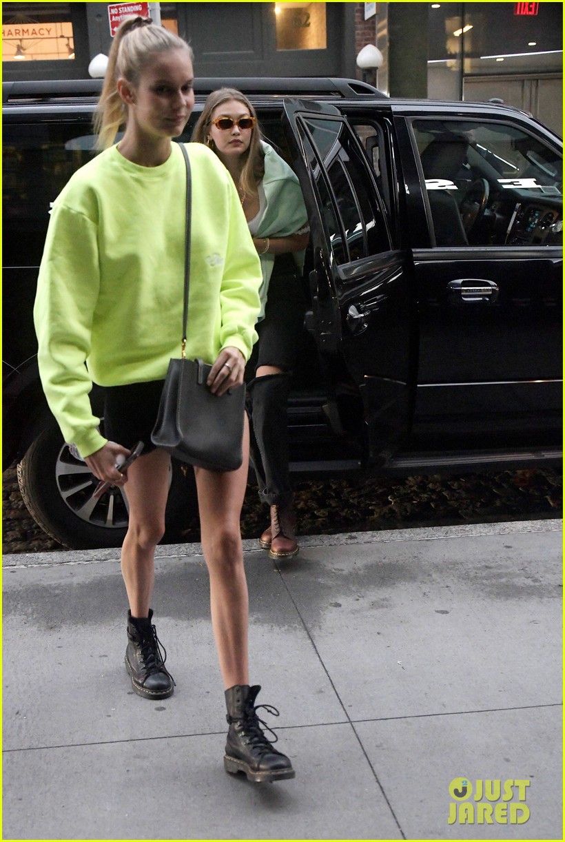gigi hadid goes mint green while out with kendall visser 02