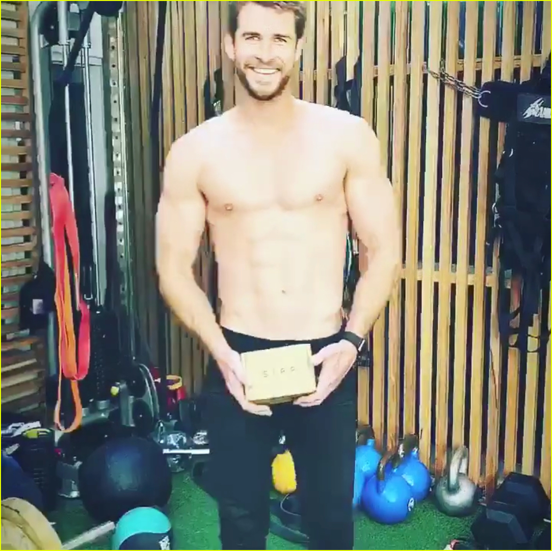 liam hemsworth goes shirtless bares six pack while working out with chris hemsworth 01