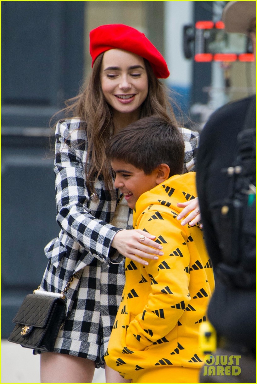 lily collins checked look new scene emily paris 03