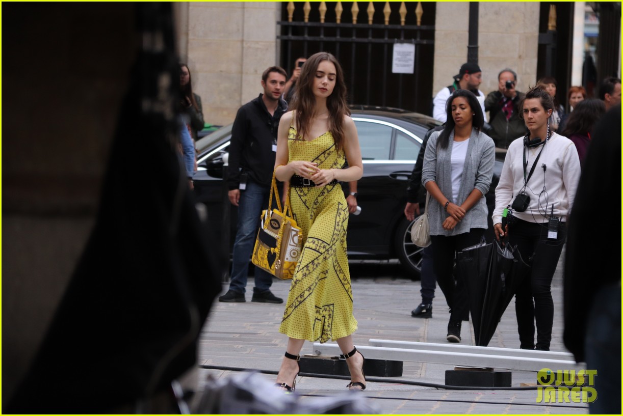 lily collins checked look new scene emily paris 05