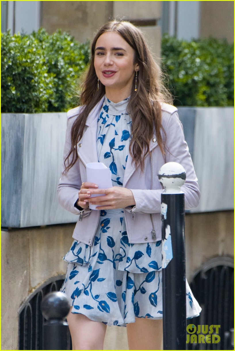 lily collins checked look new scene emily paris 07