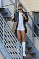 hailey bieber shows off some leg while heading to a meeting 01