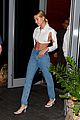 hailey bieber bares toned abs heading to dinner with husband justin 05