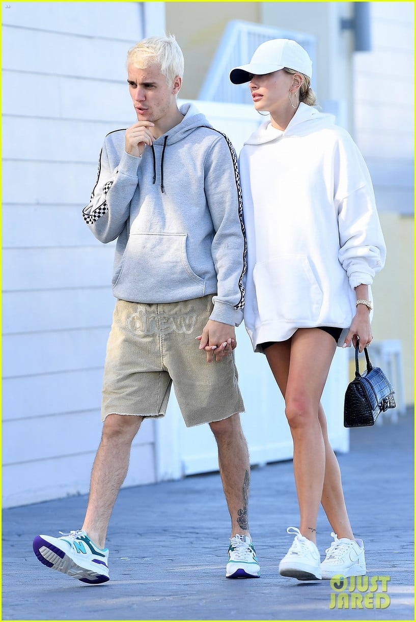 justin hailey bieber hold each other close during day out in miami 12