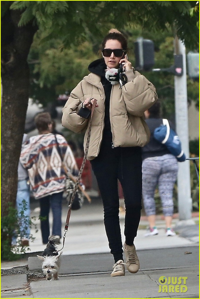 ashley tisdale takes pup for walk 02