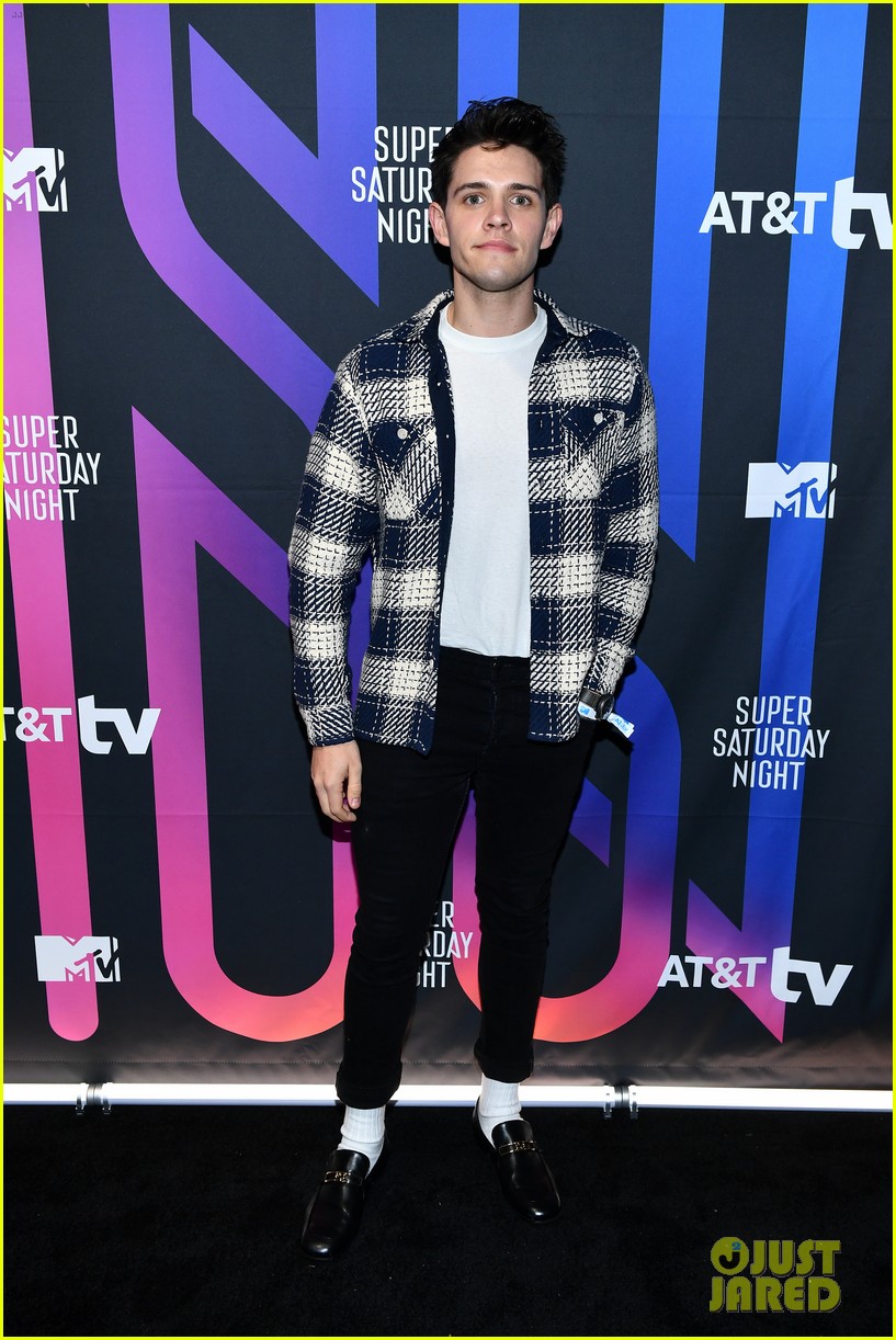 charles melton casey cott meet up with another cw star at super bowl party 07