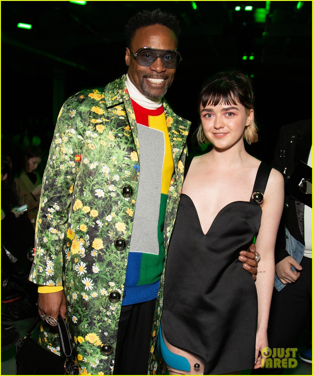 billy porter maisie williams buddy up at christopher kane fashion show 06