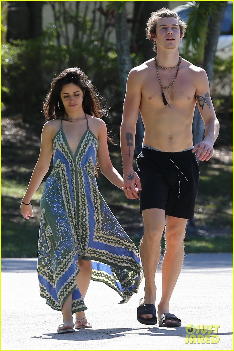 shawn mendes goes shirtless for sunday stroll with camila cabello 01