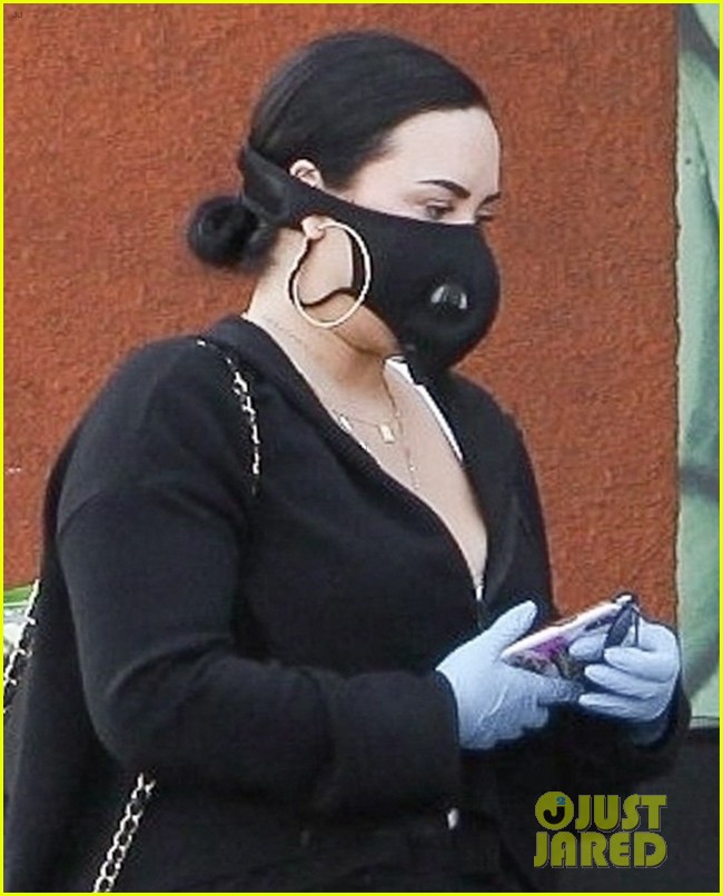 demi lovato mask gloves stocking up on groceries coronavirus fears 05