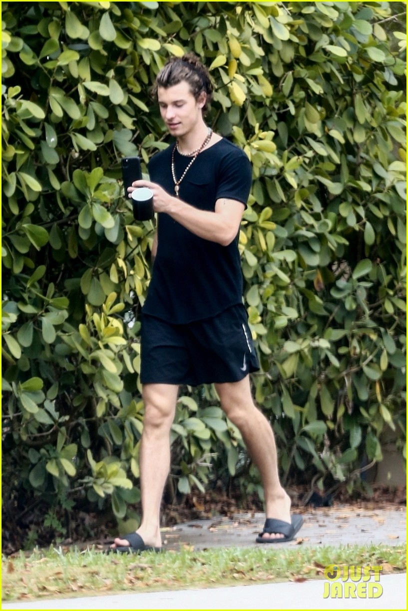 shawn mendes chats on facetime call during morning stroll 04
