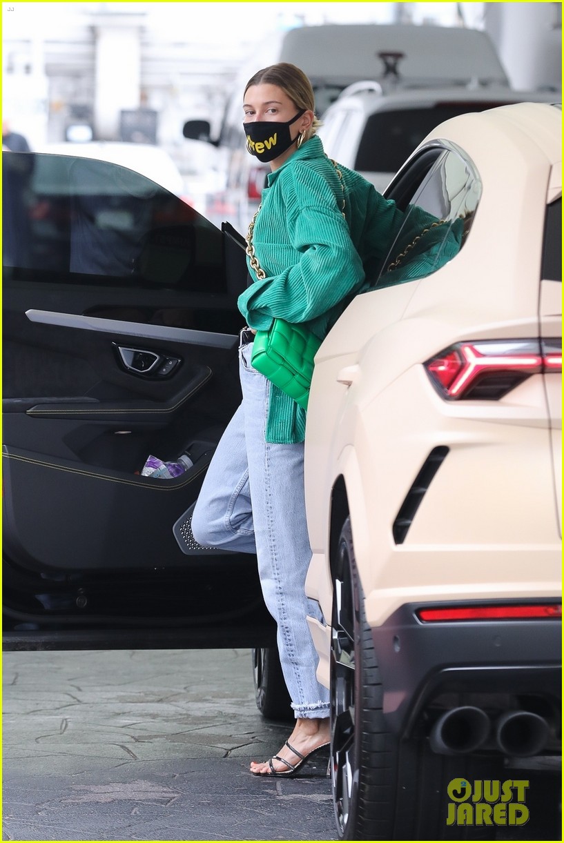 hailey bieber wears face mask from justin drew collection 05