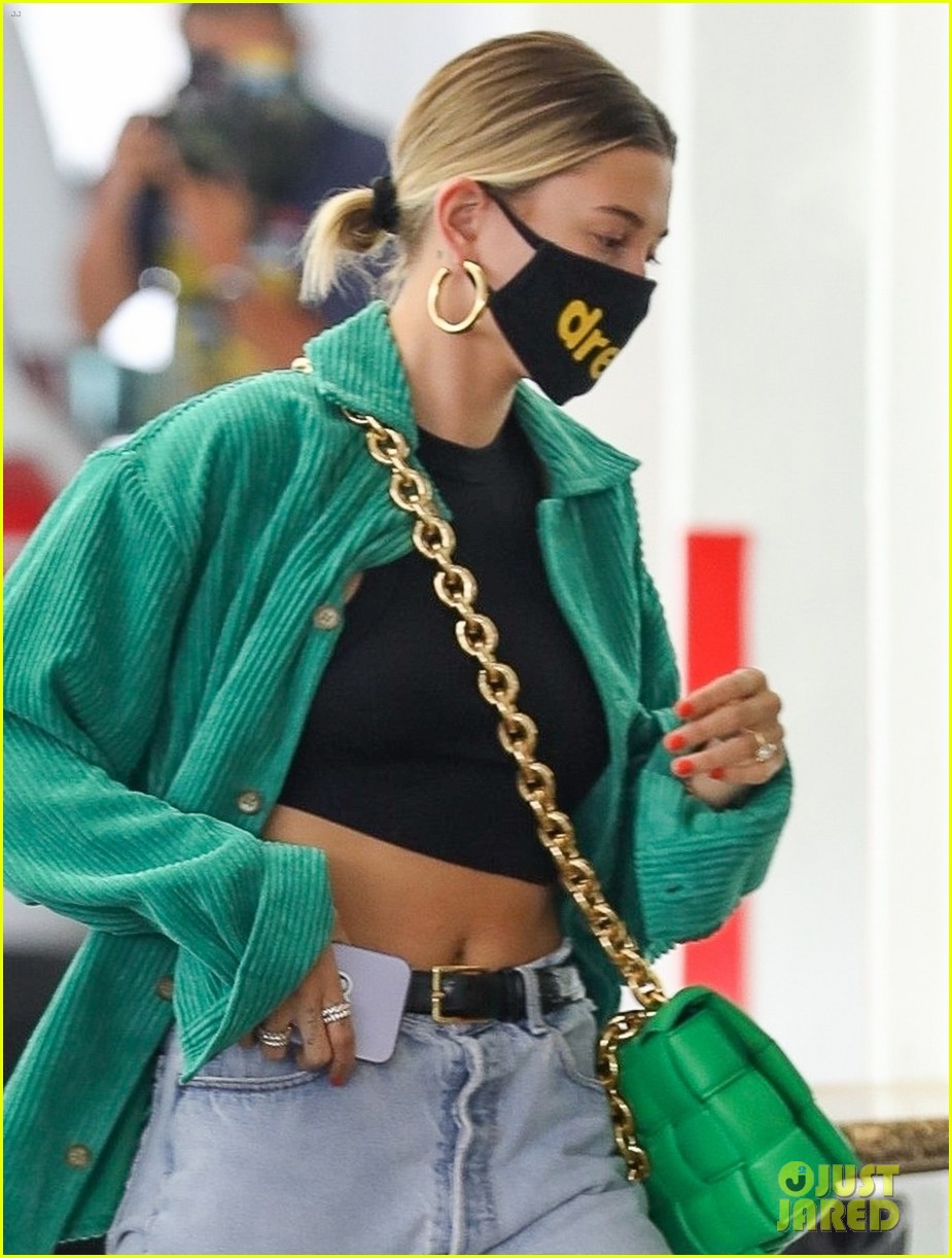 hailey bieber wears face mask from justin drew collection 06