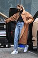 hailey bieber studio stop trench after road trip 05