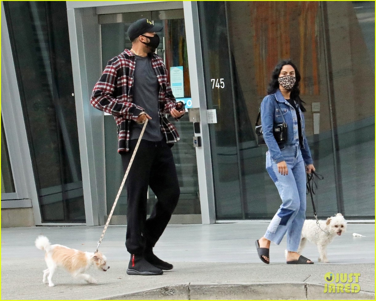 camila mendes walks her dog with a friend 01