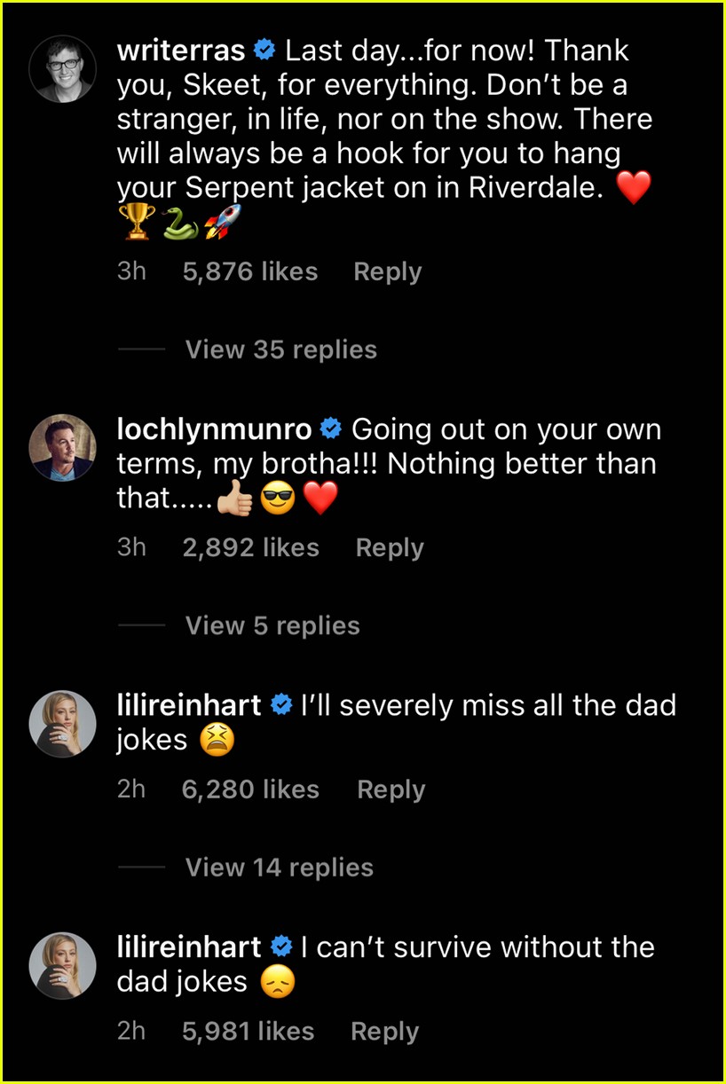 skeet ulrich says goodbye to riverdale on last day co stars send love 01
