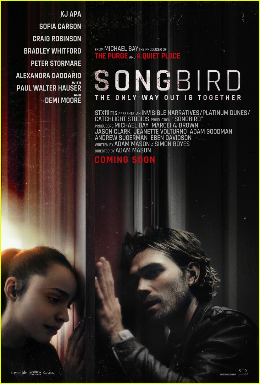 kj apa sofia carson star in songbird trailer 03