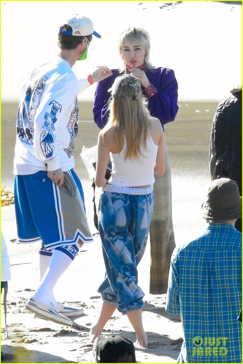 miley cyrus filming new music video at beach 37