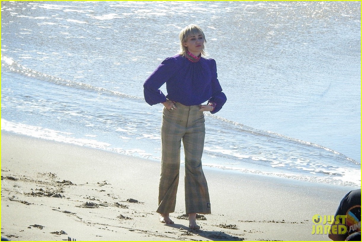 miley cyrus filming new music video at beach 41