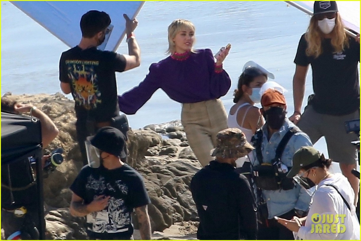 miley cyrus filming new music video at beach 55