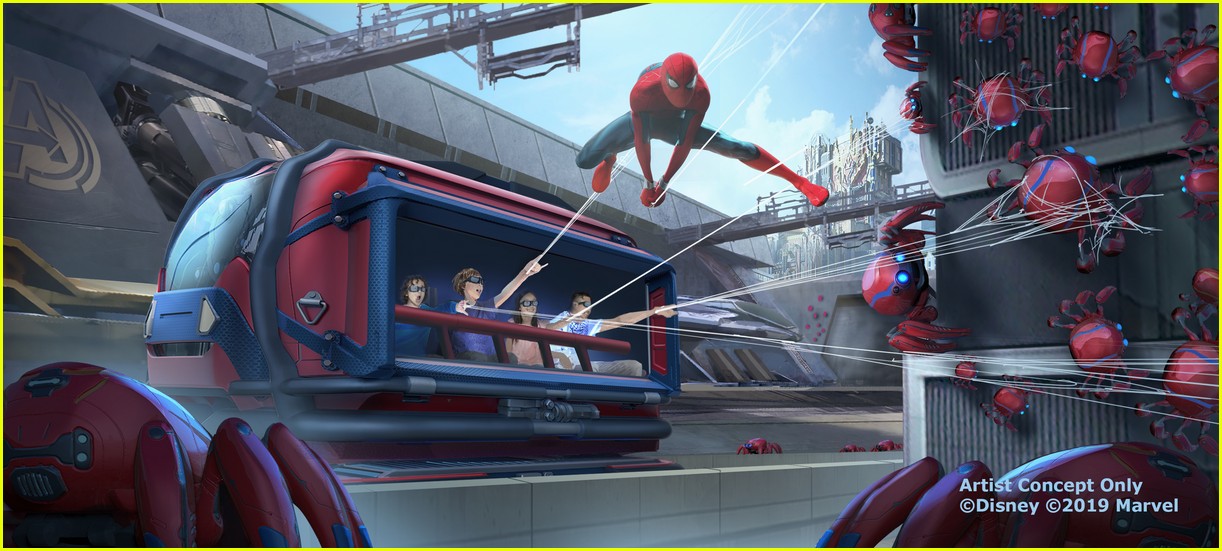 disneyland shares first look at tom holland in new avengers campus ride web slingers 02