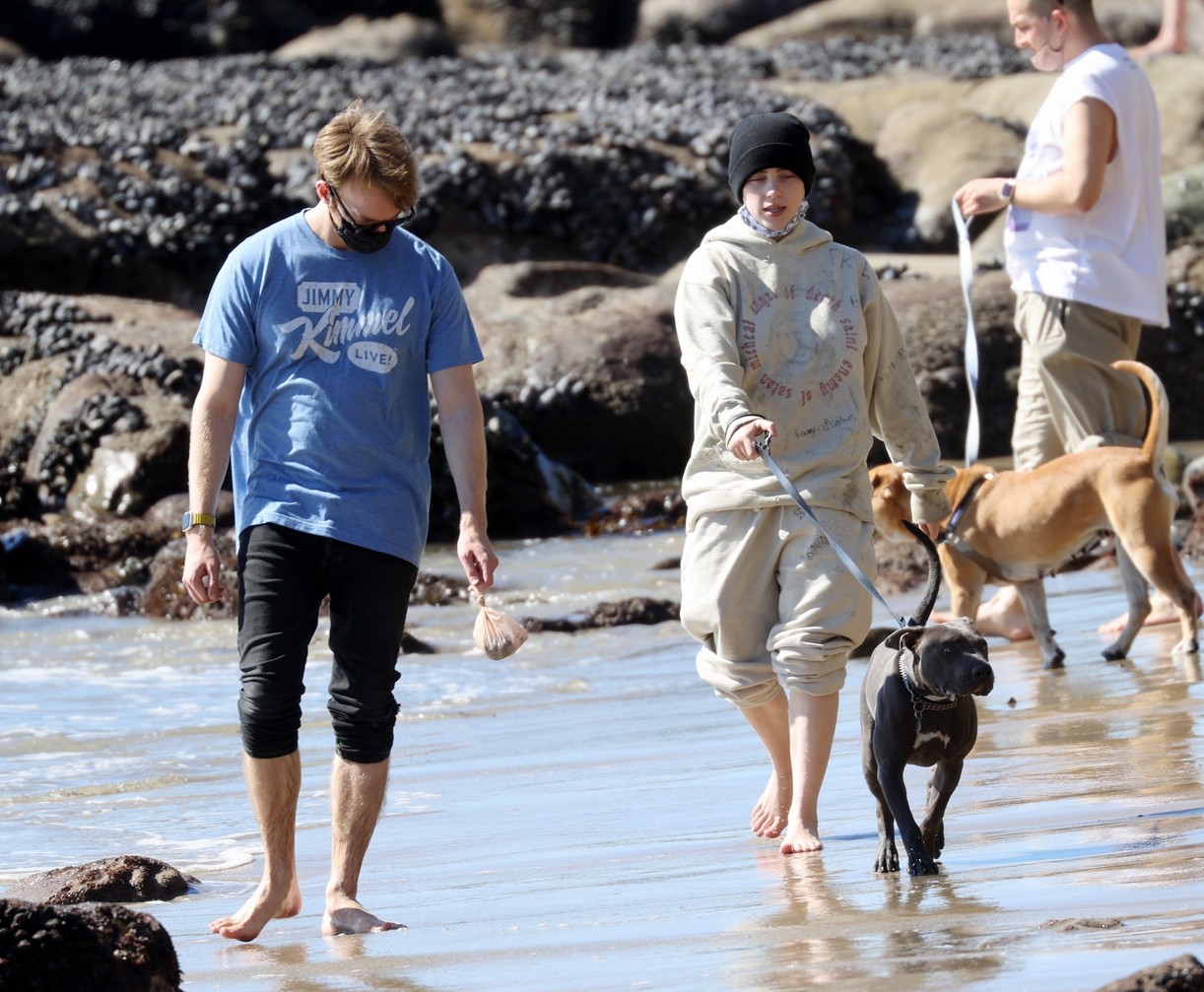 billie eilish beach outing with dogs brother 35