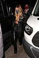 hailey bieber rocks leather look for dinner in weho 05