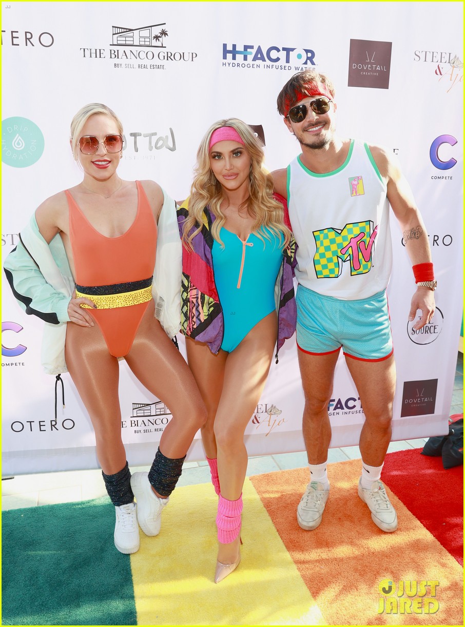dominic sherwood jack griffo more get into 80s spirit for cassie scerbo bday 14
