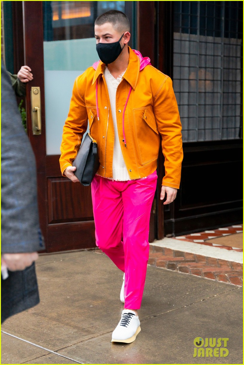 nick jonas colorful outfit out in nyc 01