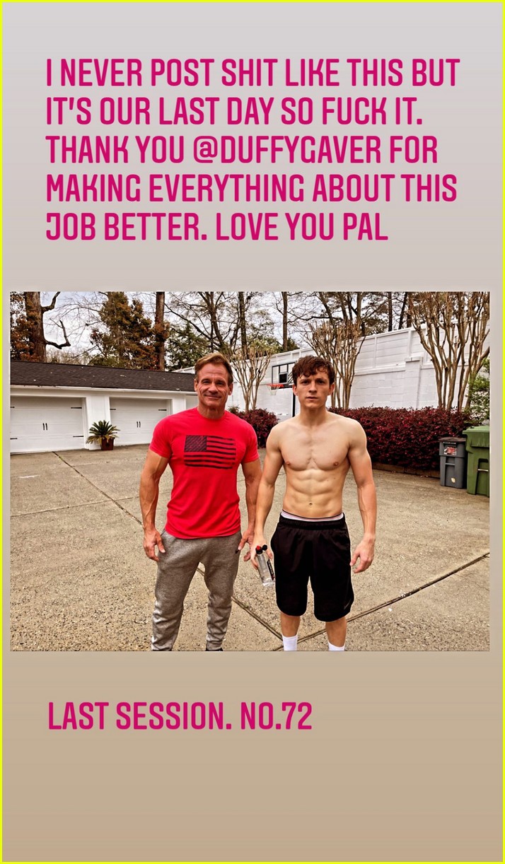 tom holland shows off ripped abs teases spider man filming ending 01