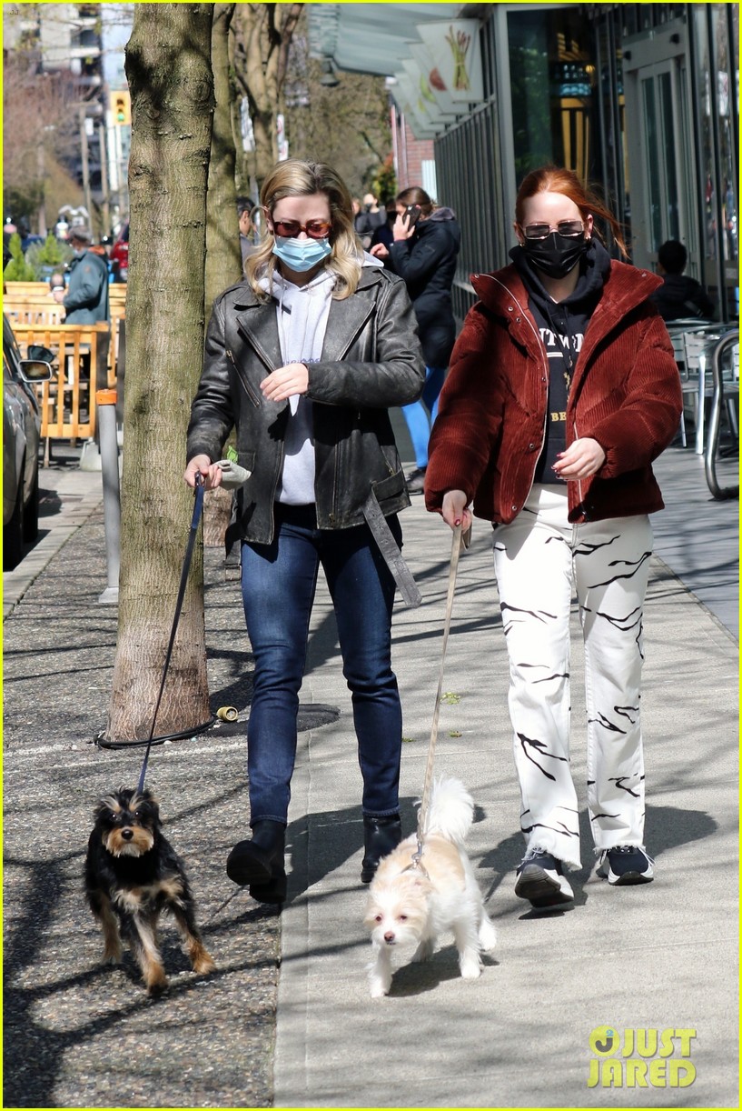 riverdale stars lili reinhart madelaine petsch charles melton all seen out with their dogs 03