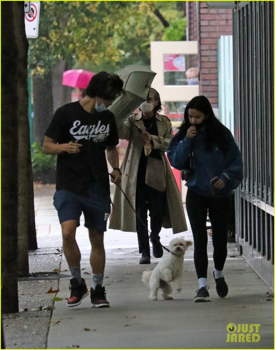 charles melton camila mendes take her dog truffle for walk together 03