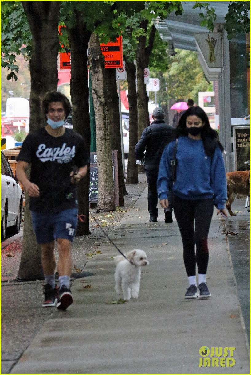 charles melton camila mendes take her dog truffle for walk together 04