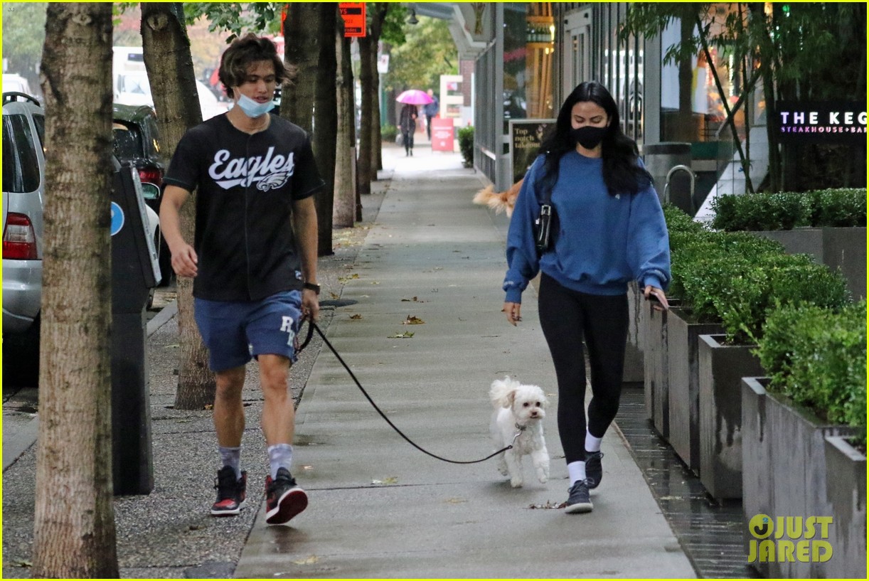charles melton camila mendes take her dog truffle for walk together 06