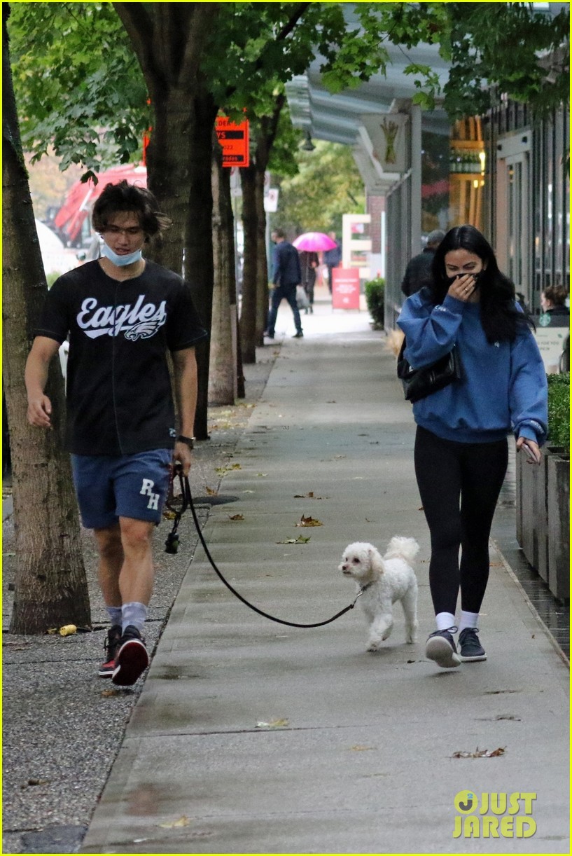 charles melton camila mendes take her dog truffle for walk together 07