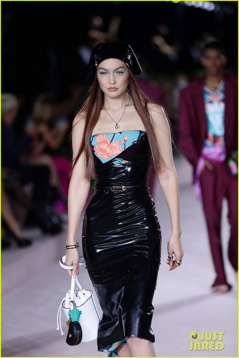 Gigi Hadid walks the runway during the Versace fashion show Spring