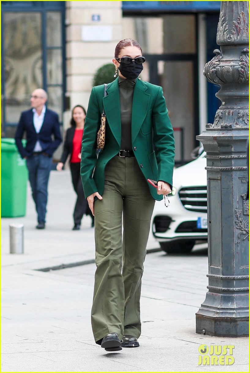 gigi hadid 50 shades of green day out in paris 01