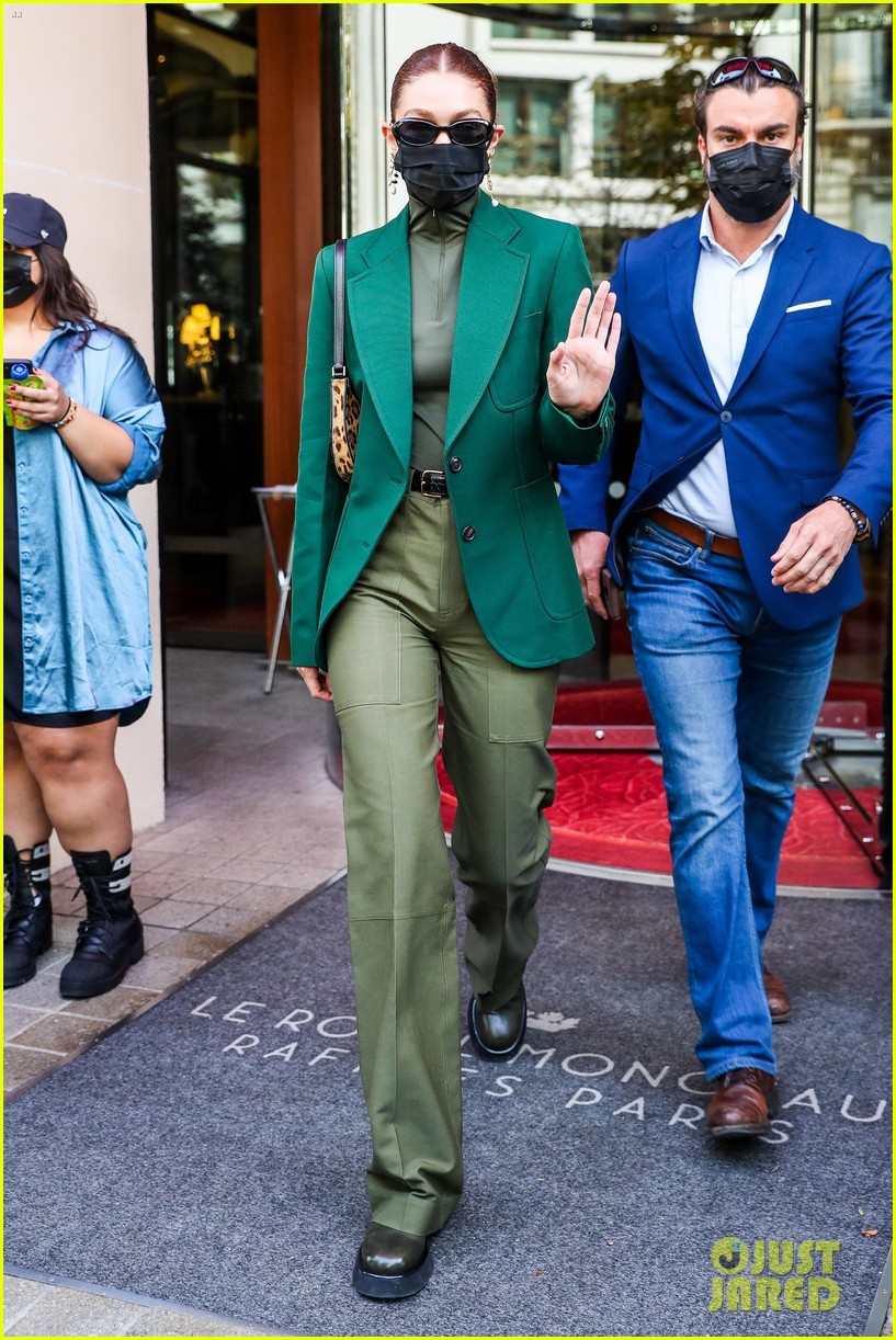 gigi hadid 50 shades of green day out in paris 10