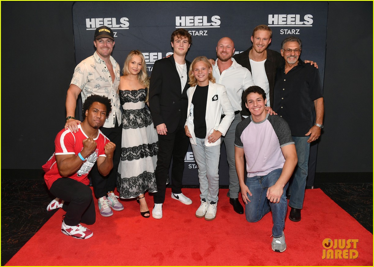 stephen amell alexander ludwig pose with younger selves at heels finale screening 12