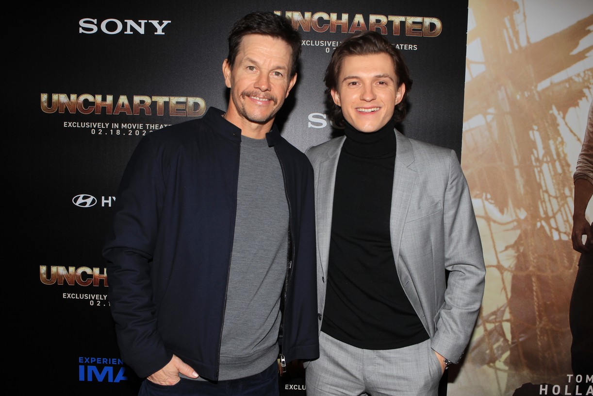 tom holland tati gabrielle mark wahlberg nyc screening uncharted 12