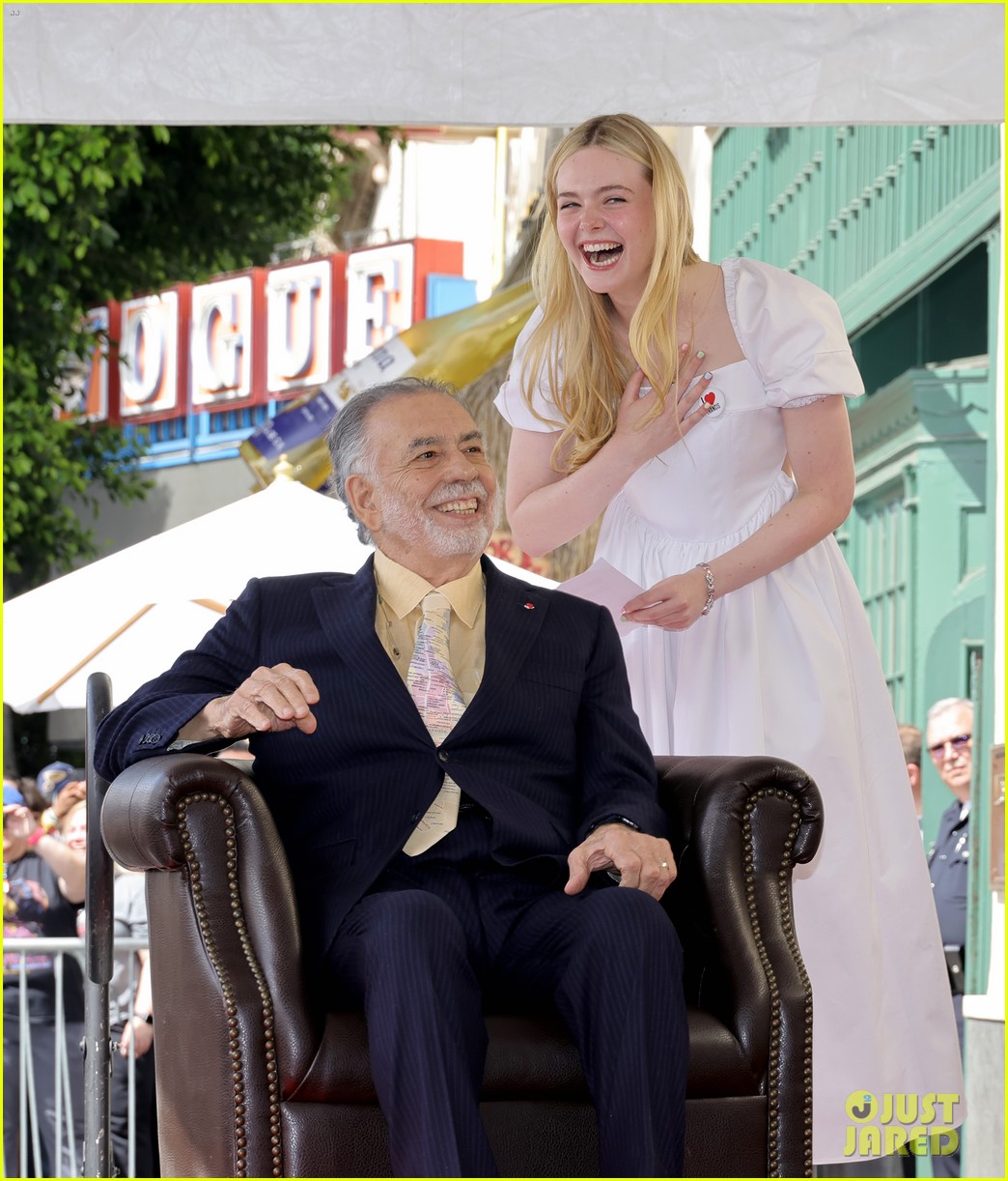 elle fanning helps honor francis ford coppola at walk of fame ceremony 01