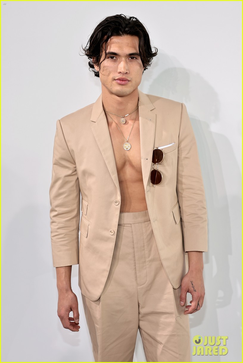 new couple charles melton chase sui wonders attend thom browne fashion show 01