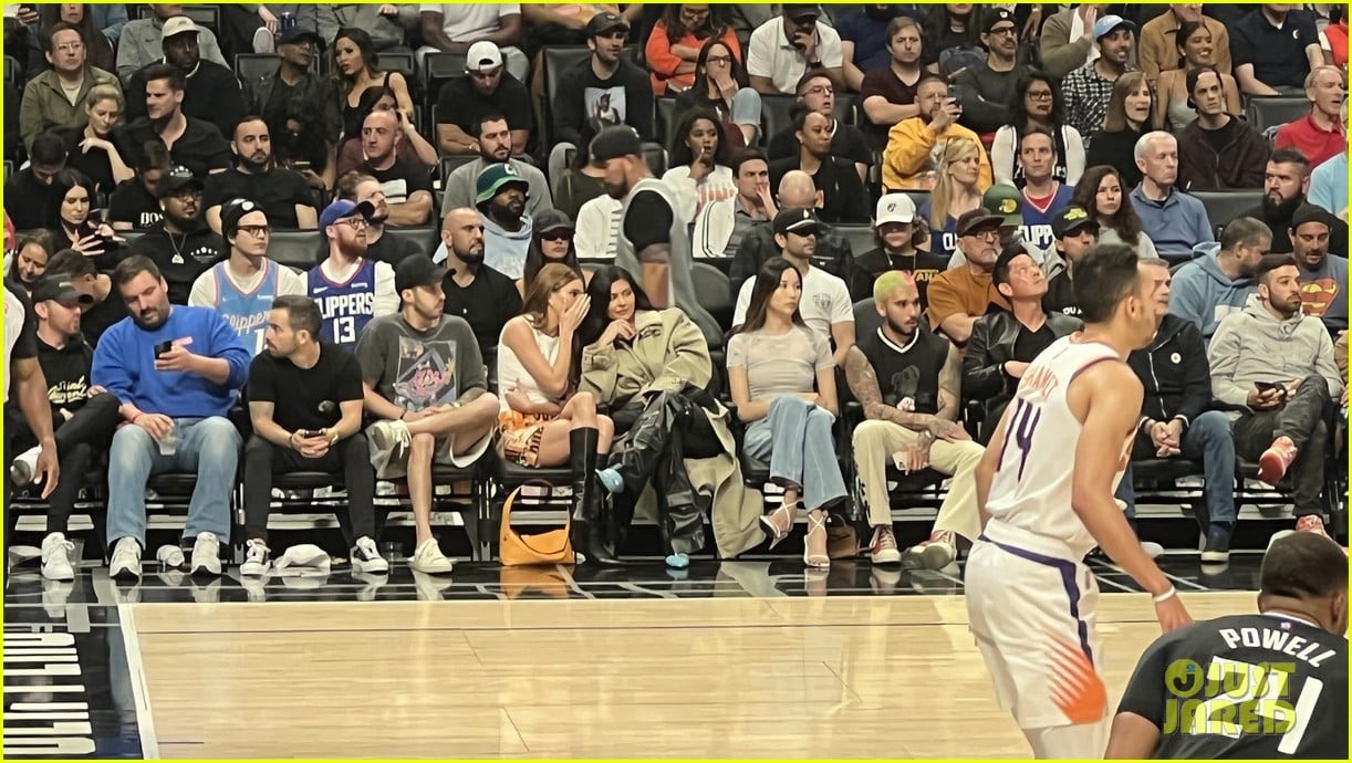 kendall jenner kylie jenner sit courtside at game 25