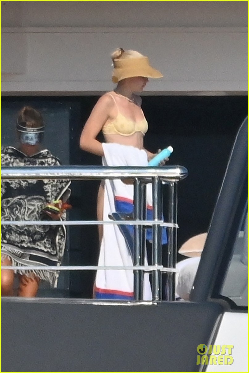 gigi hadid yellow bikini on yacht 10