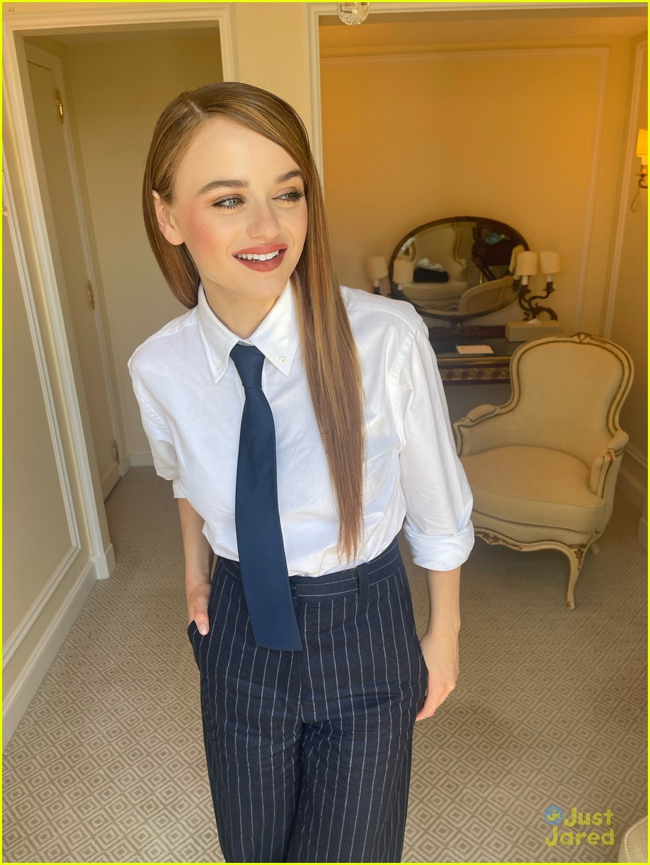 joey king suits up for bullet train press in france 01.