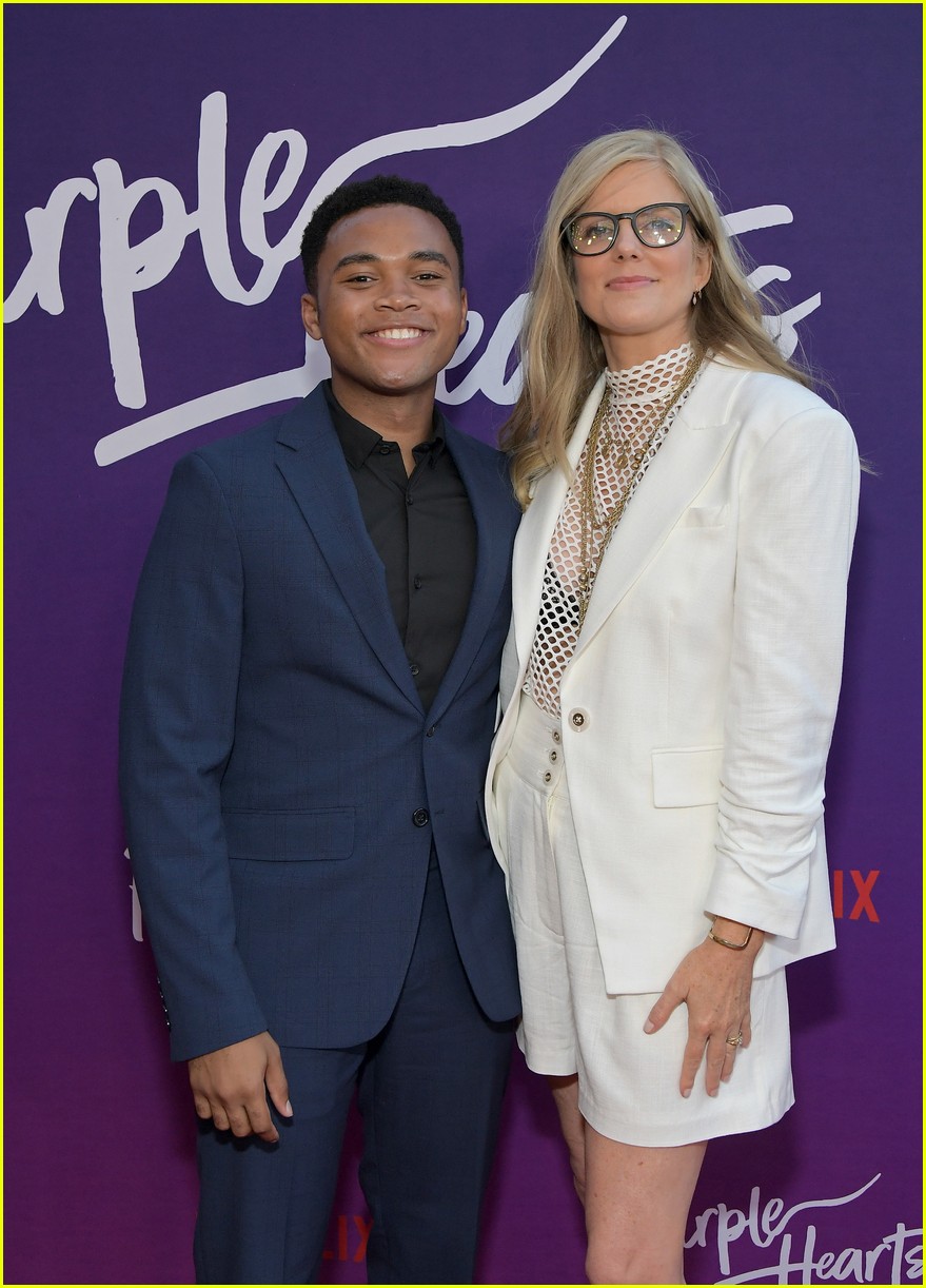 chosen jacobs shows off sofia carson at purple hearts screening 28